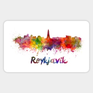 Reykjavik skyline in watercolor Magnet